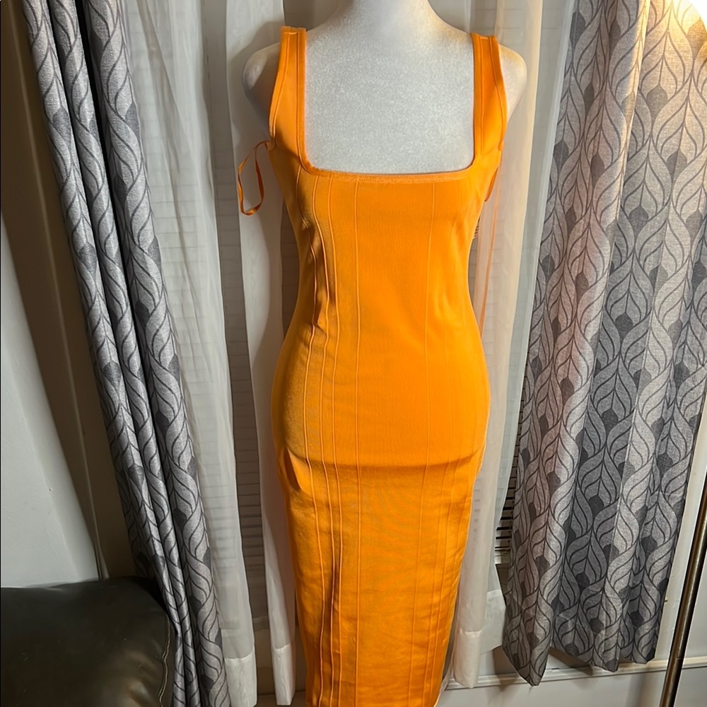 Missguided Bold Orange Midi Dress